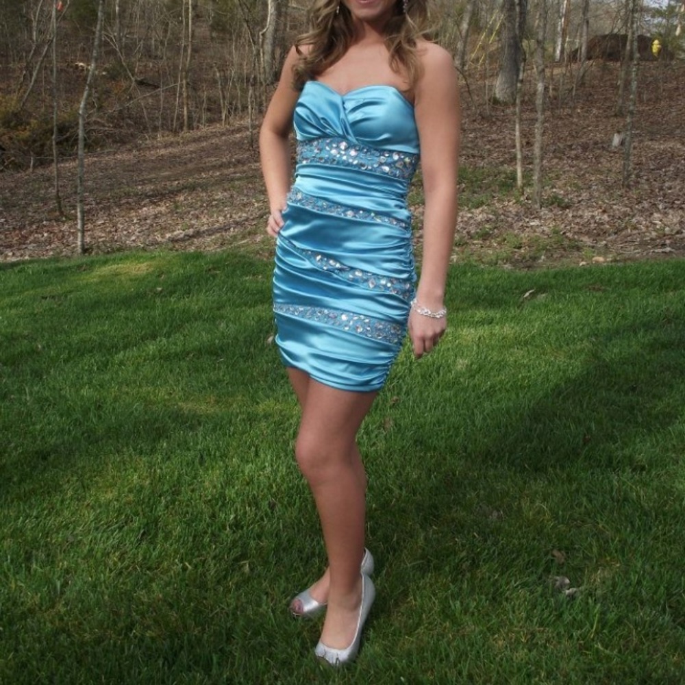 B. Darlin strapless formal with beading size 3/4